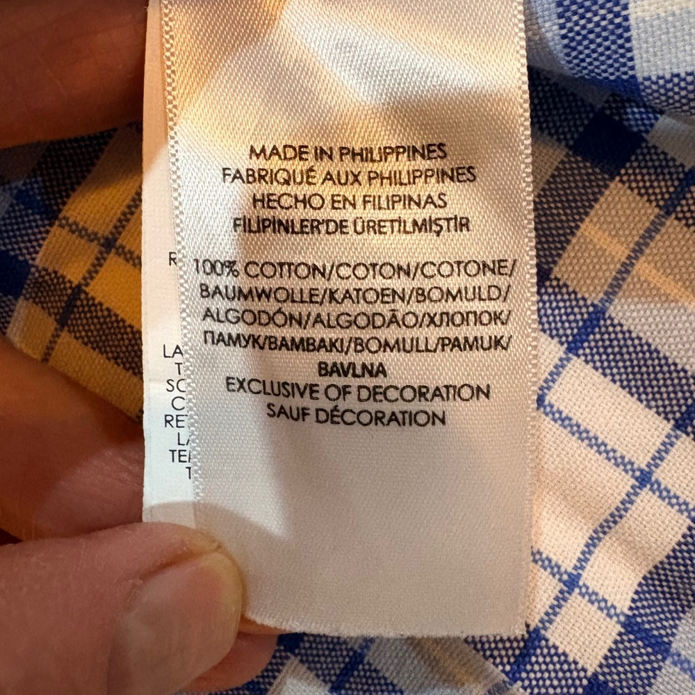 Polo Ralph Lauren Mens XL Blue White Plaid Short Sleeve Button Down Shirt Cotton - Picture 7 of 8
